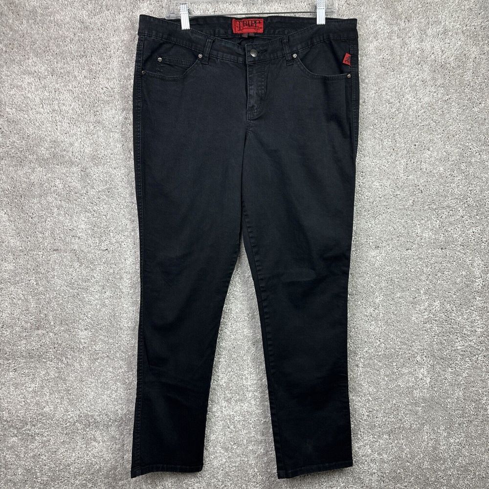 Tripp NYC Jeans Womens Size 16S Black Curve Black T-Back Skinny Grunge Goth Y2k